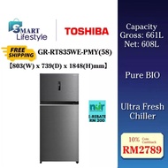 【FREE SHIPPING】《SEDA》Toshiba 661L Two Door Inveter Fridge GR-RT835WE-PMY(58)