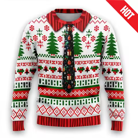 Men Women New Year Eve Xmas Sweatshirts Kid 3D Funny Suit Print Holiday Party Jumper Top Couples Pul