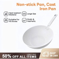 30CM White Non Stick Frying Pan Cooking Pan Cooking Utensilis Steady Handle Induction Wok Pan