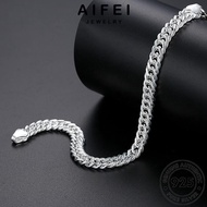 AIFEI JEWELRY Perak Tangan Sterling Korean Men Lelaki Original Accessories 純銀手鐲手鏈 Chain Bangle For 925 Rantai Man Personality Bracelet Silver Gelang B18