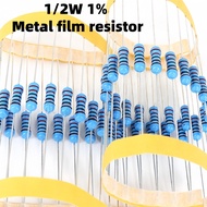 50pcs 100R 220R 330R 1/2W Metal film resistor 0.1R~910R ohm 110R 24R 120R 30R 20R 820R 18R 220 100 3