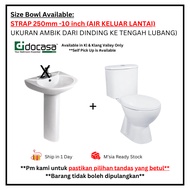 DOCASA WC Close Couple Toilet Bowl WD011S 250MM White Gloss Ceramic With Basin Pedestal B510 Set Tan