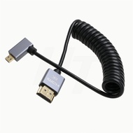 HangTon Micro HDMI to Right Angle HDMI 4K 8K Coiled Cable for Sony A6400 A7R Canon R5 R7 GH4 S5 Z50 