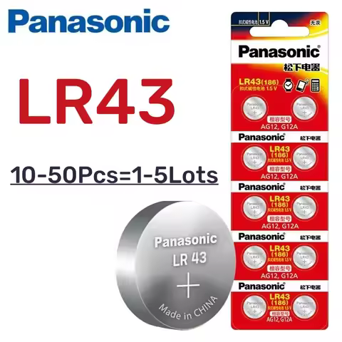 10Pcs 50Pcs Original Panasonic LR43 186 AG12 386 SR1142 LR1142 SR43 301 V12GA 1.5V Alkaline Button C