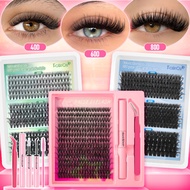 300pcs Natural Lash Cluster w/ Glue & Tweezer | 3D Fluffy D Curl 8-16mm False Eyelash Extension Kit 