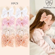 BowBowClip 8Pcs Hair Bow Pearl Women Bow Hair Clip Silky Satin Hair Bow Girl Cute Bow Hair Ribbon