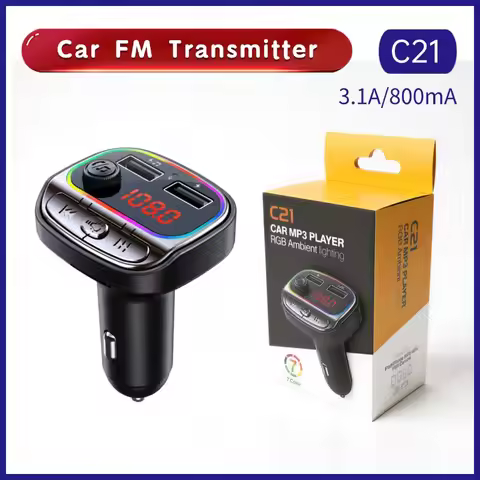 Car Bluetooth FM Transmitter Wireless Music In Car Dual-Port Phone Charging Compatible with All Car 