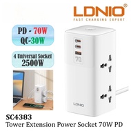 LDNIO SC4383 TOWER EXTENSION POWER SOCKET 70W 2USB-C TYPE C  & USB-A SUPER FAST CHARGING - DESKTOP P