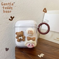 New Cartoon Bear Astronaut Earphone Case For Baseus W04 Protective CaseTws Tpu Transparent BASEUS W0