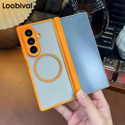 Matte Translucent Magnetic Charge Case For Samsung Galaxy Z Fold7 Fold 6 5 Fold6 Luxury Hinge Lens P