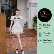 Super pretty women's party dress with polka dot pattern, standard Eva hamichi form