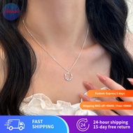 S999 Solid Silver Necklace with Butterfly Floral Ring, Forest Fairy Style Unique Gentle Versatile Ev