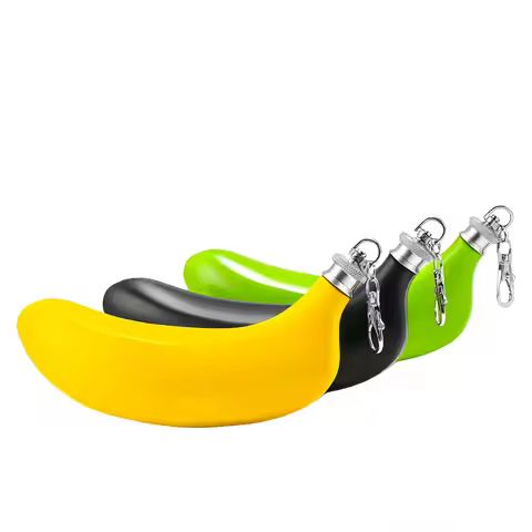 5oz 304 SS 3 colors banana Hip Flask funnel key chain Hip Flask gift package Alcohol Whiskey Hip Fla