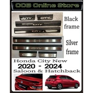 Steel Plate/Door Side Step for Honda City Sedan/City Hatchback 2020 - 2024 New Silver/Black Frame - (4pcs/set Not Led)