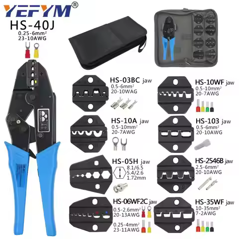 Crimping Pliers Clamp Tools Cap/coaxial Cable Terminals Kit 230mm HS-40J Multi Functional YEFYM Carb