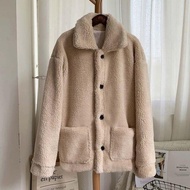 ฤดูหนาว WARM Teddy FUR Overcoat JACKET สําหรับผู้หญิงผ้าฝ้ายหนาสไตล์ Street ความยาวกลางถึงยาว SLIM F