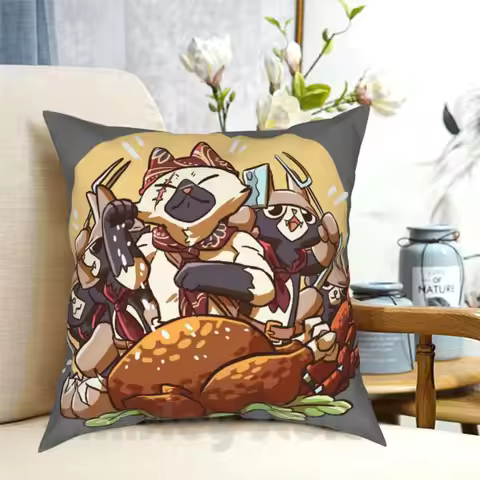 Meowscular Chef Bae Pillow Case Printed Home Soft Throw Pillow Monsterhunter Monster Hunter World Mo