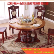 Natural Marble Dining-Table European-Style Dining Table round Table Solid Wood Dining Tables and Chairs Set Small Apartm