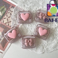 BAIHEE Bow Lenses , Transparent Storage Contact Lens Box, Pink Plastic Cosmetic Contact Lenses Box