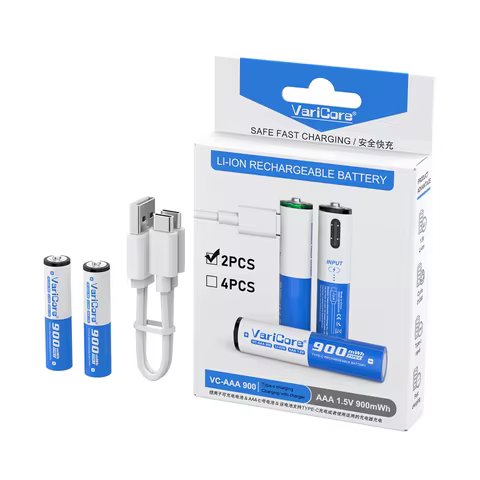 AAA rechargeable Li-ion battery 1.5V 900mAh USB Type-C Grade A quality power battery VariCore-VVV