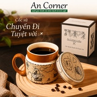 AN CORNER 380ml Premium Ceramic Coffee and Tea Mug, With High Temperature Resistant Lid 30 - 120 Deg