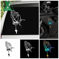 FORBETTER Prayer Gesture Decoration Stickers, Prayer Gesture Waterproof Car Prayer Gesture Laser Sti