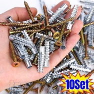 10Sets Metal Expansion Screws - Serrated Expansion Wall Anchor - Concrete Wall Fastener - Self Drill