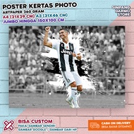 Poster Cristiano Ronaldo CR7 Ukuran A4 A3 Besar Kecil Bisa Custom Foto lewat chat seller | Serie A L