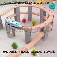 MEA Wooden Train 25pcs Spiral Track Set / Train Track Railway Circular Tower / Children Toy / Fit with Brio Ikea Lillabo