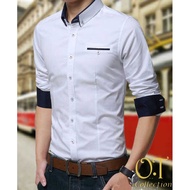 KEMEJA MEN'S SHIRT [mr white VL] men's clothing slim fit shirt white - white, S PREMIUM NEWEST JUMBO