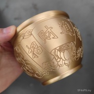 Copper Hundred 9.5 Copper Carving Rice Cylinder Caliber Fu Cylinder Hundred Engraving Copper Ware Fu