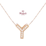 BEST SELLER Liontin Berlian Inisial / Huruf Y + Kalung Emas - Kimberly