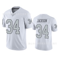 NFL Rugby Jersey Jersey Raiders 34 White Silver Letter Raiders Bo Jackson Jersey