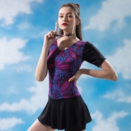 【SARLEE】有袖連身褲裙泳衣(附襯墊及泳帽)