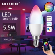 SUNSHINE LUMI Wifi RGB LED Smart Bulb 5.5W E14 Candelabra Light Bulb Dimmable Multi-Colour Voice Tim