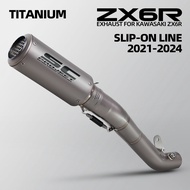 For Kawasaki ZX6R ZX-6R 2021-2025 Motorcycle Slip on Line Exhaust Full Titanium Middle Pipe Connect 