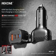 WP-C64 Carbon Fiber 60W Fast Charging Car Charger 2C1A Car Three Hole Car Charger