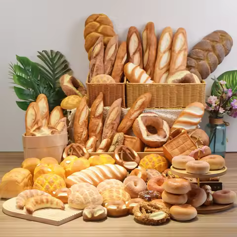 1pc Super Realistic Bread Baguette Pastry Artificial Simulated Fake Soda Toast Food Model Rebound To