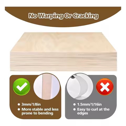 New 12 X 12 Inch - 3Mm Basswood Sheets Plywood Sheets, 8Pcs Square Unfinished Wood Board for DIY Cra