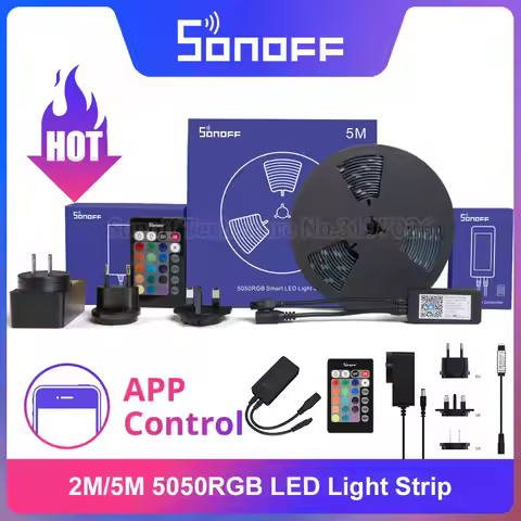 SONOFF L2 2M/5M RGB LED Light Strip Dimmable Waterproof Colorful Flexiable Remote Control via eWeLin