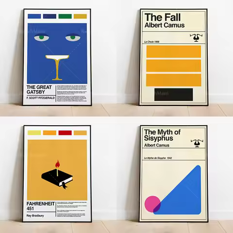 Retro vintage book art printing | Literary gift for book fans | Minimal book poster