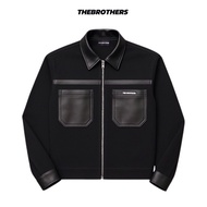 Men's boxy form mixed with leather streetwear fashion - The Brothers stylish black jacket Leather Ja