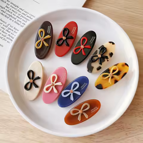 South Korean French blogger's same water diamond bow, small oval duckbill clip, bangs clip, side hai