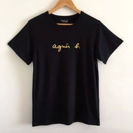 New Agnes B Printed Short Sleeved T-shirt Sport Cursive Pure Cotton Couple's Versatile T-shirt