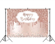 Rose Golden วันเกิด Party ฉากหลังเพชร Glitter สุขสันต์วันเกิดพื้นหลังหวาน16 18th 21th วันเกิด Photo