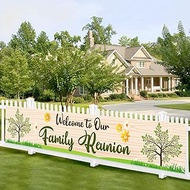 Kimini-Ki Welcome To Our Family Reunion Banner, Family Gathering Banner Yard Sign, Reunion Decoratio