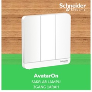 Schneider 3 Gang White Avataron Light Switch - E8333L1Led_We_G3