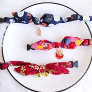 New Year Pet Japanese Style Bow Tie Cat Puppy Rabbit Ear Collar Bell Japanese Style Adjustable Bite 