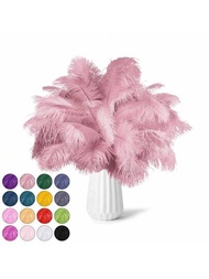10入組舊粉色野鴕鳥羽毛自然原料8-10英寸(20-25公分),適用於花瓶、婚禮、家庭、派對中心裝飾,聖誕節裝飾