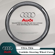 New Style Cowhide Leather steering wheel cover for Audi Sline A1 A2 A3 A4 A5 A6 A7 A8 Q1 Q2 Q3 Q4 Q5